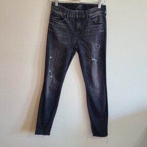MOTHER Women’s The Looker Ankle Fray Skinny Jeans Crash And Burn Size 28 Ripped